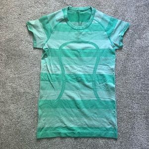 VGUC Lululemon Swiftly Tech Tee 8 Green Stripe